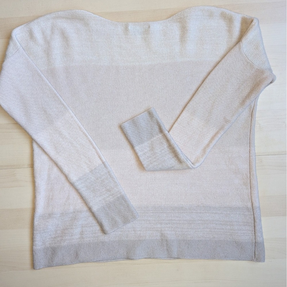 Vince Cashmere Gray Pink Ombre Striped Slouchy Sweater - Picture 7 of 14